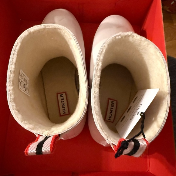 Hunter Play Short Faux Shearling Lined Waterproof Rain Boot 7 White Willow - Picture 10 of 10